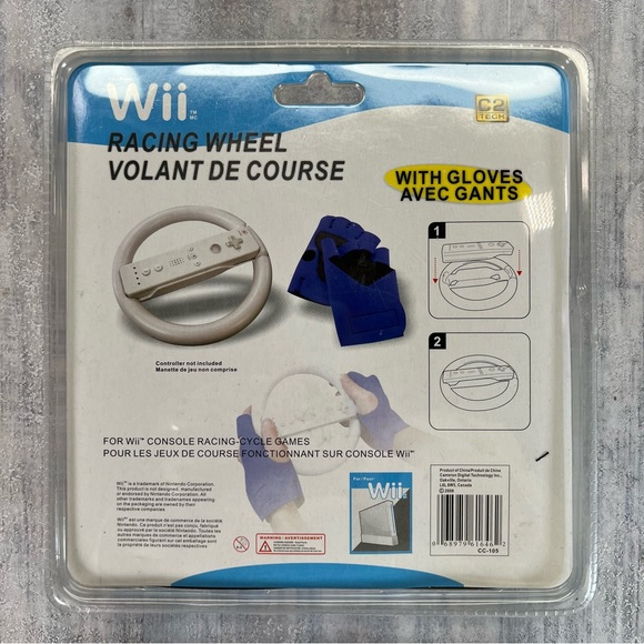 Racing Wheel With Gloves For Nintendo Wii Remote New C2 Tech - Picture 2 of 7